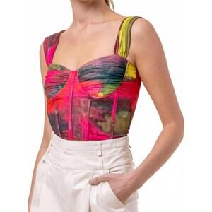 NEW LINE AND DOT miley bustier top in pink multi
